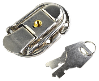 Small Draw Bolt Catch with Lock Choice of Nickel or Black Finish